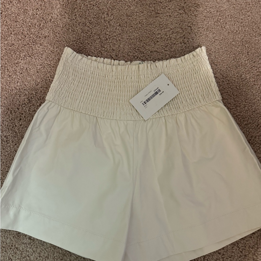 The Pants Store Cream Leather Shorts